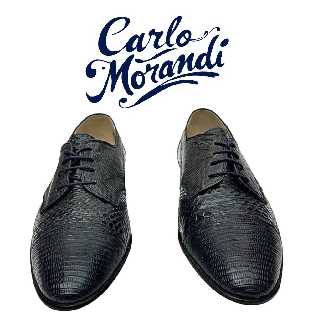 Carlo Morandi Blue Lizard Skin Oxford Shoes Men’s Size 11 EU 44 Vintage Lace-Up